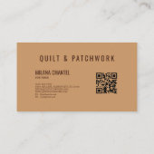 Bruine Quilt Patchwork Handgemaakte Kleding Visitekaartje (Achterkant)
