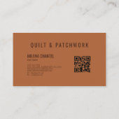 Bruine Quilt Patchwork Handgemaakte Kleding Visitekaartje (Achterkant)