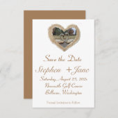 Bruine rand Zwaan in Hart Save the Date Kaart (Voorkant / Achterkant)