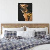 Bruine reddingshond met adoptievasje canvas afdruk (Insitu (Slaapkamer))