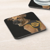 Bruine reddingshond met adoptievasje onderzetter (Linkerzijde)