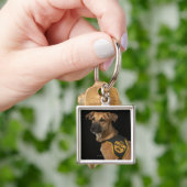 Bruine reddingshond met adoptievasje sleutelhanger (Hand)