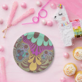 Bruine regenboogmod papieren bordje (Feest)