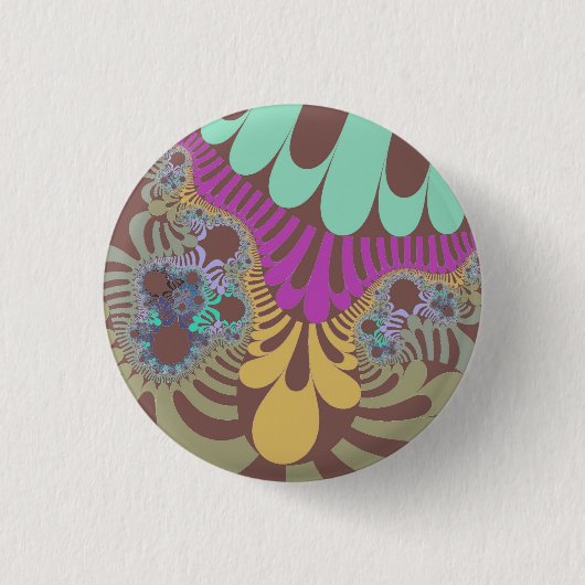 Bruine regenboogmod ronde button 3,2 cm (Voorkant)