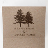 Bruine reliëfbomen op kraftpapier winterbruiloft drieluik uitnodiging (Binnenzijde eerst)