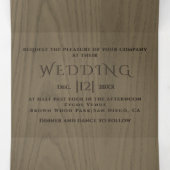 Bruine reliëfbomen op sepia hout winter bruiloft drieluik uitnodiging (Binnenkant midden)