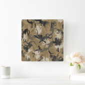 Bruine reptiel Camouflage Square Clock Vierkante Klok (Huis)