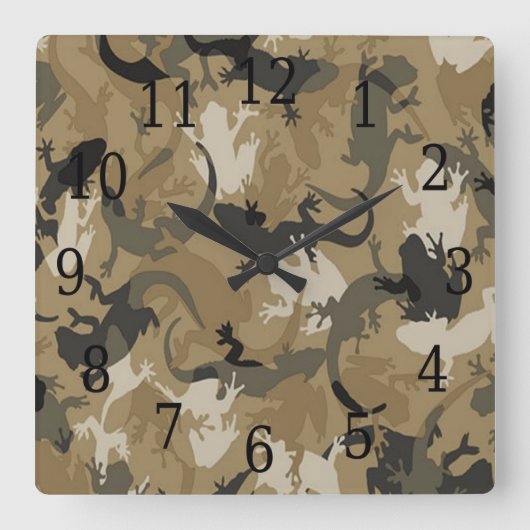 Bruine reptiel Camouflage Square Clock Vierkante Klok (Voorkant)