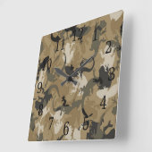 Bruine reptiel Camouflage Square Clock Vierkante Klok (Hoek)