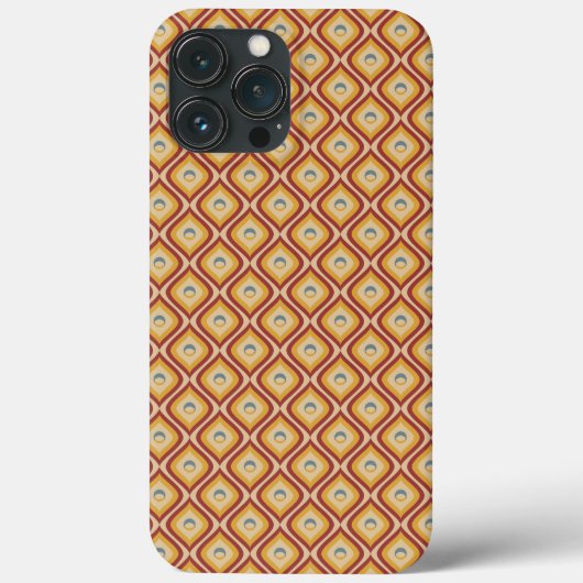 Bruine Retro Aardse Golvende Retro Midden Eeuw Case-Mate iPhone Case (Achterkant)