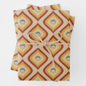 Bruine Retro Aardse Golvende Retro  Midden Eeuw Inpakpapier Vel (In situ)