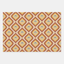 Bruine Retro Aardse Golvende Retro  Midden Eeuw Inpakpapier Vel