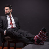 Bruine Retro Argyle Bowling Pin Stropdas