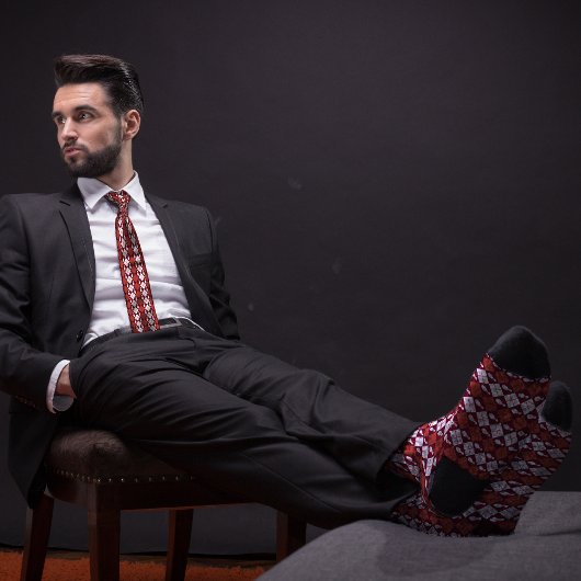 Bruine Retro Argyle Bowling Pin Stropdas