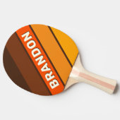 Bruine Retro Bold Gestreept met Naam Tafeltennisbatje (Zijkant)
