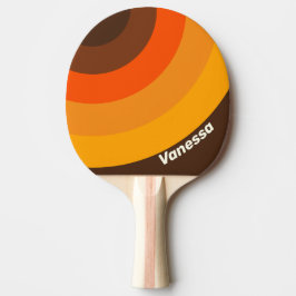 Bruine Retro Cirkel Streep met Naam Tafeltennisbatje