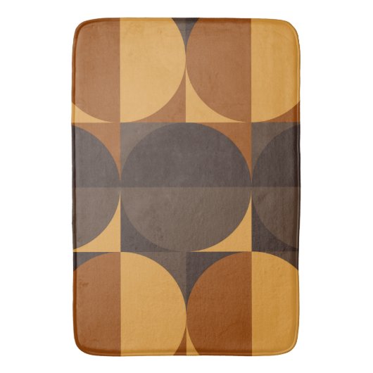 Bruine retro-cirkels badmat (Voorkant Verticaal)