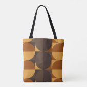 Bruine retro-cirkels tote bag (Achterkant)