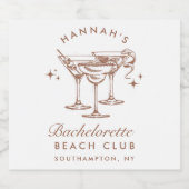 Bruine Retro Cocktail voor de Bruid Sparkling Wijnetiket (Enkel label)