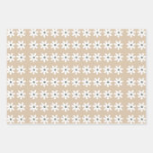 Bruine Retro Daisy Bloemen set van 3 Inpakpapier Vel (Voorkant 2)