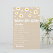Bruine Retro Daisy wensen voor Baby shower activit Briefpapier (Staand voorkant)