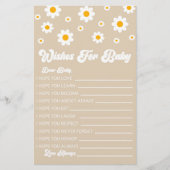 Bruine Retro Daisy wensen voor Baby shower activit Briefpapier (Voorkant)