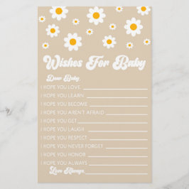 Bruine Retro Daisy wensen voor Baby shower activit Briefpapier