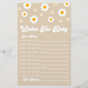 Bruine Retro Daisy wensen voor Baby shower activit Briefpapier