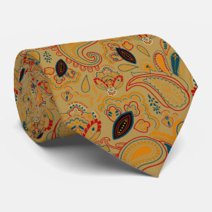 bruine retro etnische vintage paisley bloempatroon stropdas