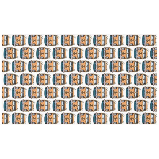 Bruine Retro Hippie Vans Verjaardag Tafelkleed (Voorkant (Horizontaal))