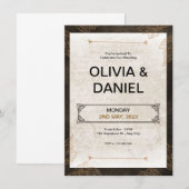 Bruine  Retro Huwelijksuitnodiging Kaart (Voorkant / Achterkant)