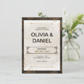 Bruine  Retro Huwelijksuitnodiging Kaart (Staand voorkant)