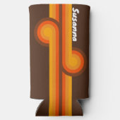 Bruine Retro Loop met Naam Seltzer Blikjeskoeler (Achterkant)