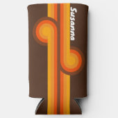 Bruine Retro Loop met Naam Seltzer Blikjeskoeler (Voorkant)