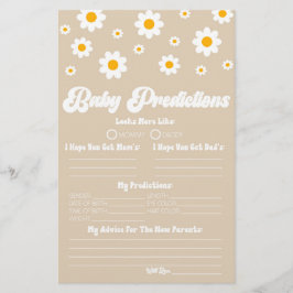 Bruine Retro Margriet Baby Shower Voorspellingen A Briefpapier