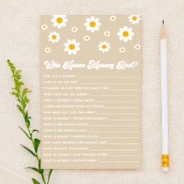 Bruine Retro Margriet Wie Kent Mamma Baby Shower S Briefpapier