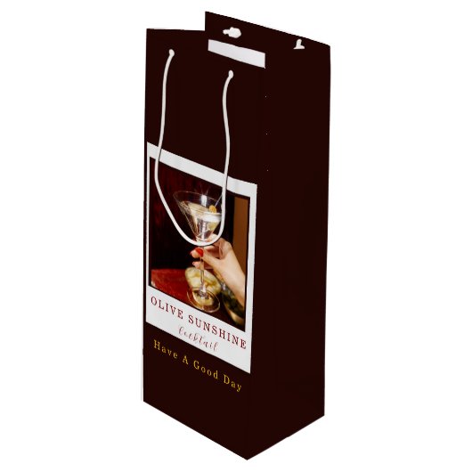 Bruine Retro Olijf Sunshine Cocktail Cadeautas (Voorkant Gekanteld)