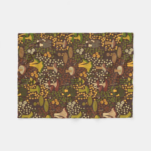 Bruine Retro Paddestoel Fleece Deken (Voorkant (Horizontaal))