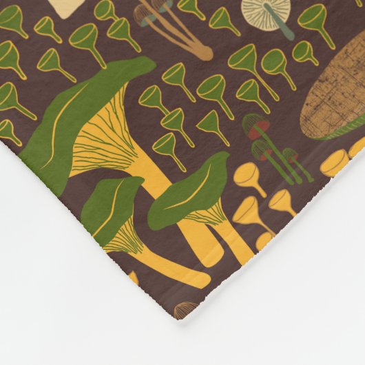 Bruine Retro Paddestoel Fleece Deken (Hoek)