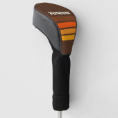 Bruine Retro Strepen met Naam Golfheadcover (Schuin)