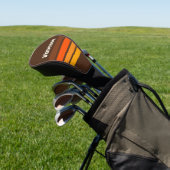 Bruine Retro Strepen met Naam Golfheadcover (Insitu)