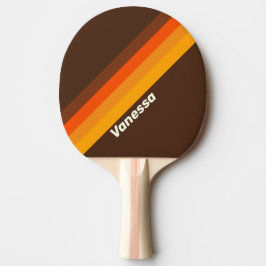 Bruine Retro Strepen met Naam Tafeltennisbatje