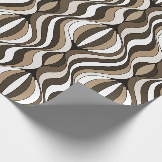 Bruine Retro Wavy Cadeaupapier (Hoek)