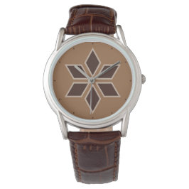 Bruine Rhombus Tegel Blossom Minimalist Horloge