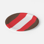 Bruine, rode en witte strepen papieren bordje (Gekanteld)
