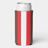 Bruine, rode en witte strepen seltzer blikjeskoeler (Seltzer Achterkant)