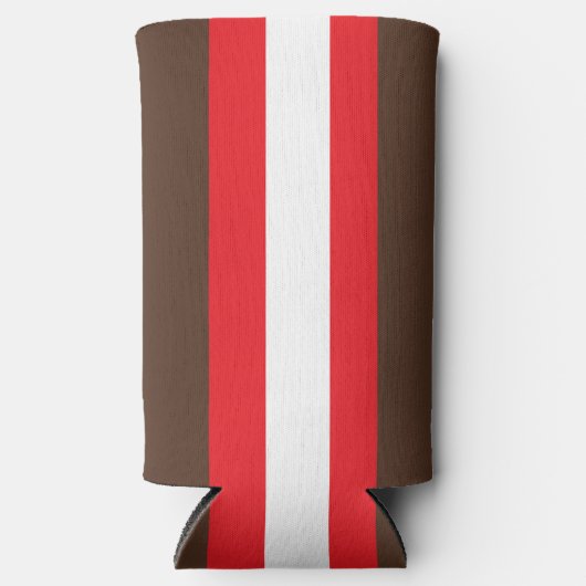 Bruine, rode en witte strepen seltzer blikjeskoeler (Voorkant)