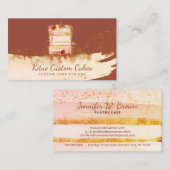 Bruine rode  Floral Cake Logo voor Baker Visitekaartje (Voorkant / Achterkant)