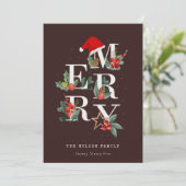 Bruine rode groene witte kerstavond feestdagenkaart (Staand voorkant)