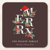 Bruine rode groene witte kerstavond kartonnen onderzetters (Voorkant)